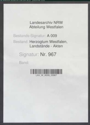 Edikt betr. Ausschreibung einer Kopf- oder Personenschatzung im Herzogtum Westfalen