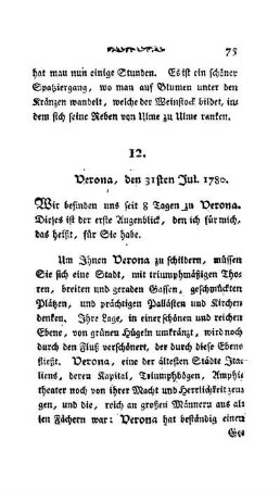 12. - Verona, den 31sten Jul. 1780.