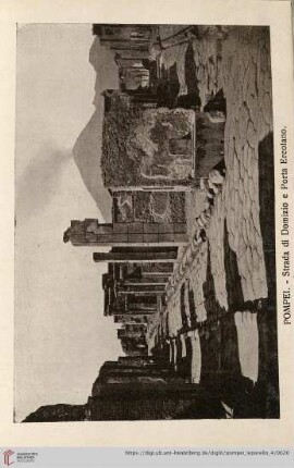 Pompei. – Strada di Domizio e Porta Ercolano. – Route de Domitius et porte d’Herculanum – Statue of Domizius and the Ercolano Gate – Strasse des Domizio und Porta Ercolano