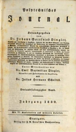 Polytechnisches Journal. 73. 1839