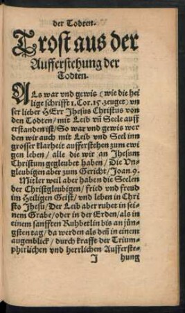 Trost aus der Aufferstehung der Todten.