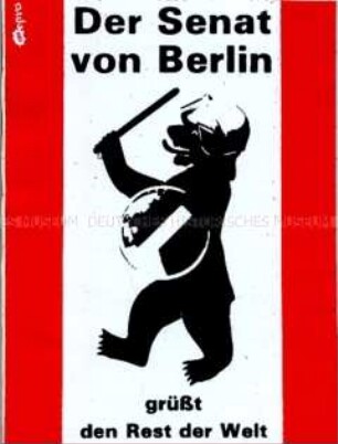 Propaganda-Aufkleber gegen das militante Vorgehen der Berliner Polizei (Bär in Polizei-Schutzrüstung mit Schlagstock)