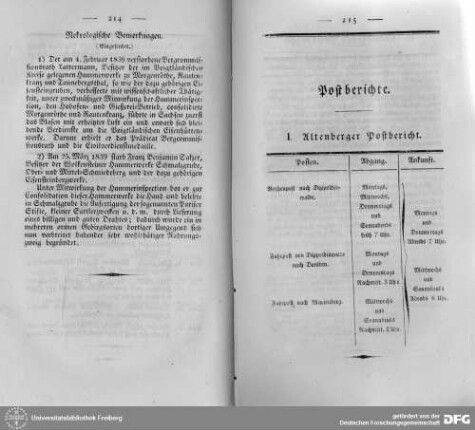 Post- und Bothen-Berichte von Altenberg, Annaberg, Freiberg, Johanngeorgenstadt, Marienberg und Schneeberg : Post- und Botenberichte von Altenberg, Annaberg, Freiberg, Johanngeorgenstadt, Marienberg und Schneeberg