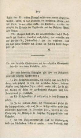 371-375 Der neue baierische Studienplan aus dem religiösen Standpunkte betrachtet