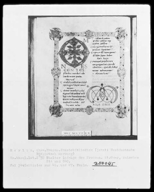 Psalter Ludwigs des Deutschen — Initiale O und M? und Vollbordüre, Folio 34verso