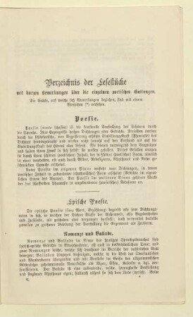 Verzeichnis der Lesestücke