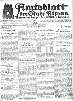 Nummer 25 : Freitag, den 23. Juni 1922