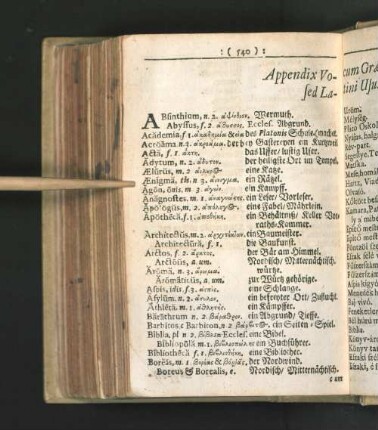 Appendix Vocum Graecarum, sed Latini Usus.