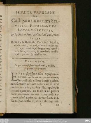 Proemium. In quo totius suscepti operis ratio, modus & partitio proponitur.