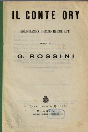 Il Conte Ory : melodramma giocoso in due atti