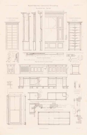 Physikalisches Institut der Kaiser-Wilhelms-Universität Straßburg: Details (aus: Atlas zur Zeitschrift für Bauwesen, hrsg. v. G. Erbkam, Jg. 34, 1884)