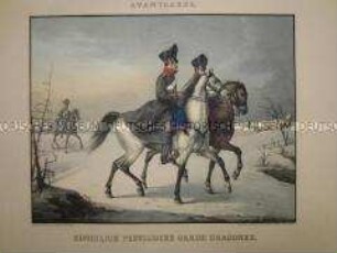 Uniformdarstellung, Dragoner zu Pferd, Garde-Dragoner-Regiment, Vorhut, Preußen, 1825.
