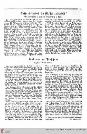 N.F. 8.1928 S. 17: Kaltnadelarbeim im Klassenunterricht
