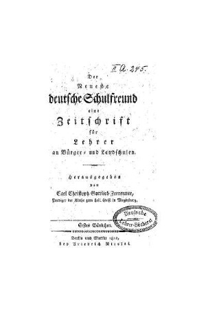 1: Der neueste deutsche Schulfreund - 1812
