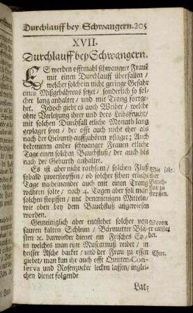 XVII. Durchlauff bey Schwangern - XXIV. Regiment der Schwangern