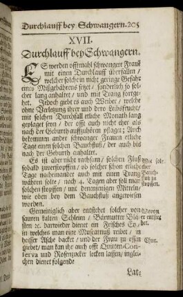 XVII. Durchlauff bey Schwangern - XXIV. Regiment der Schwangern