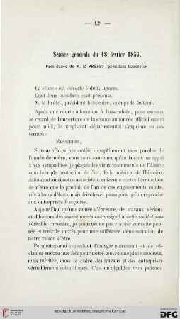 Séance générale du 18 février 1857