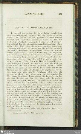 Cap. XII. Altnordische Vocale
