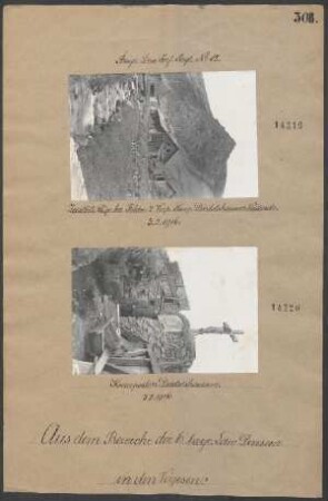 Zerstörte Säge bei Feldw. 2 Vorp. Komp. Diedolshausen Westende