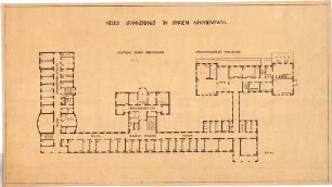 Billing, Hermann; Singen; Krankenhaus - Hauptbau (Grundriss 1. OG); Wirtschaftsgebäude (Grundriss EG)
