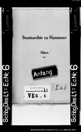 Geldregister des Amts Hagenburg Enthält: Einnahme und Ausgabe