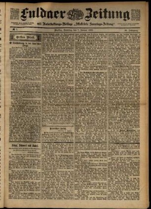 Erste Ausgabe vom Samstag, den 07. Januar 1899.
