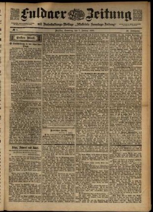 Erste Ausgabe vom Samstag, den 07. Januar 1899.