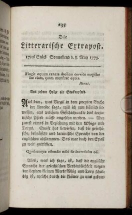 17tes Stück. Sonnabend d. 8. May 1779.
