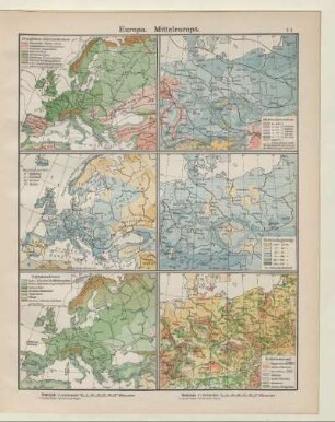 Mitteleuropa, Mittlere Jahreswärme, Niederschlagsmenge, Bodenbenutzung