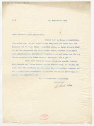 Brief an Georg Vollerthun : 22.09.1913
