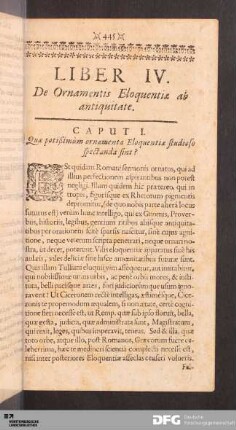 Liber IV. De Ornamentis Eloquentiæ ab antiquitate