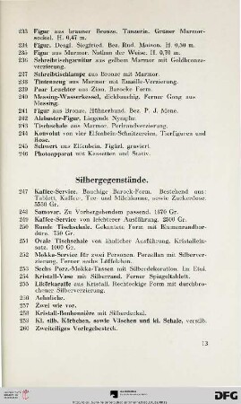 Silbergegenstände (Nr. 247-275)