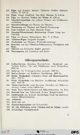 Silbergegenstände (Nr. 247-275)