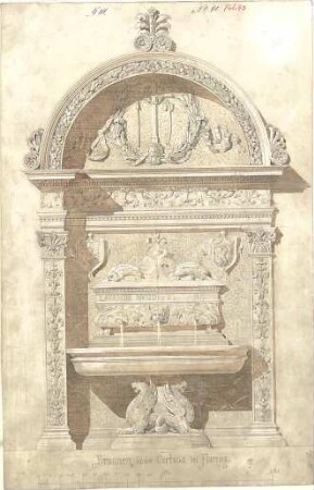 Walther, Conradin; Deutschland; Italien; Reisezeichnungen - Brunnen in der Gertosa bei Florenz (Aufriss)