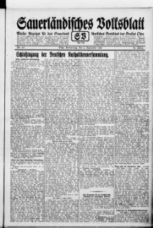 Sauerländisches Volksblatt : aeltester Anzeiger des Sauerlandes : ueber 100 Jahre Heimat- und Kreisblatt im Kreise Olpe : Tageszeitung für Politik, Unterhaltung und Belehrung