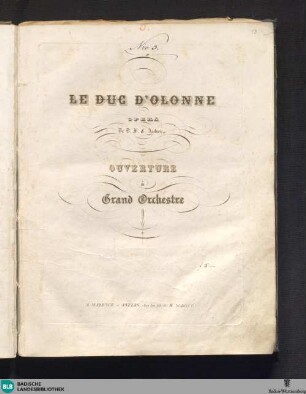 Le Duc d'Olonne : Ouverture à grand orchestre
