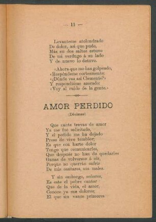 Amor perdido : (Décimas)