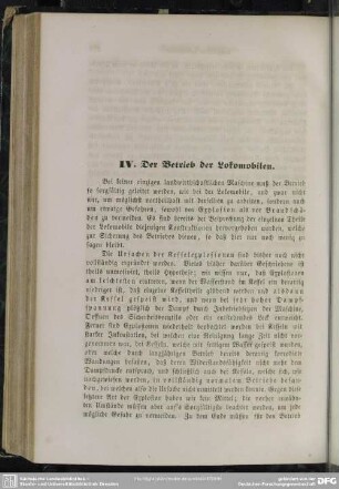 IV. Der Betrieb der Lokomobilen