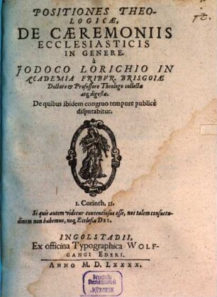 Positiones Theologicae De Caeremoniis Ecclesiasticis In Genere