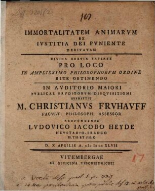 Immortalitatem animarum ex iustitia Dei puniente derivatam