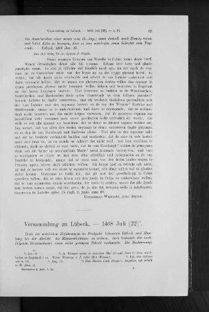 Versammlung zu Lübeck. - 1468 Juli (22).