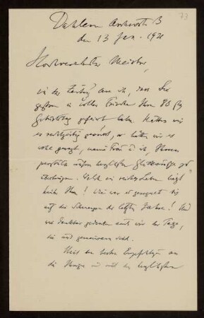 73: Brief von Paul Fridolin Kehr an Otto von Gierke, Berlin-Dahlem, 13.1.1921