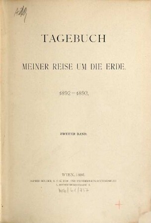 Tagebuch meiner Reise um die Erde : 1892-1893, 2