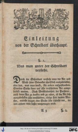Einleitung von der Schreibart überhaupt.