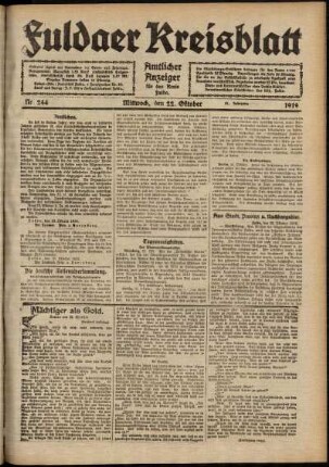 Ausgabe vom Mittwoch, den 22. Oktober 1919.