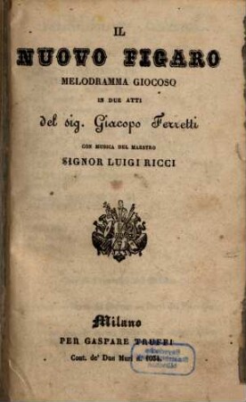 Il nuovo figaro : melodramma giocoso in due atti