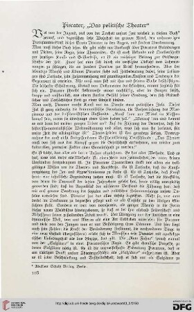 Piscator, "Das politische Theater"