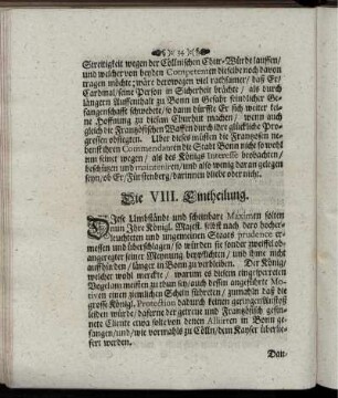 Die VIII. Eintheilung