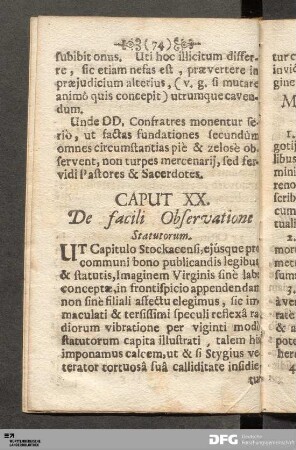Caput XX. De facili Observatione Statutorum.