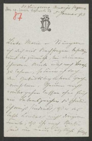 Brief an Marie von Bülow : 05.01.1893